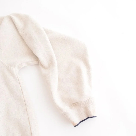 Vintage 90S Croft And Barrow Sport Cream Navy Embroidered  Usa Crew Neck Sweater - Picture 4 of 13